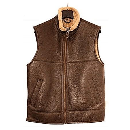 MEN'S BROWN BIKER GENUINE SHEEPSKIN 