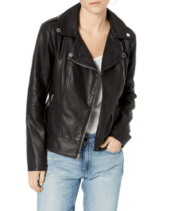 Black Biker Style Women Leather Jacket