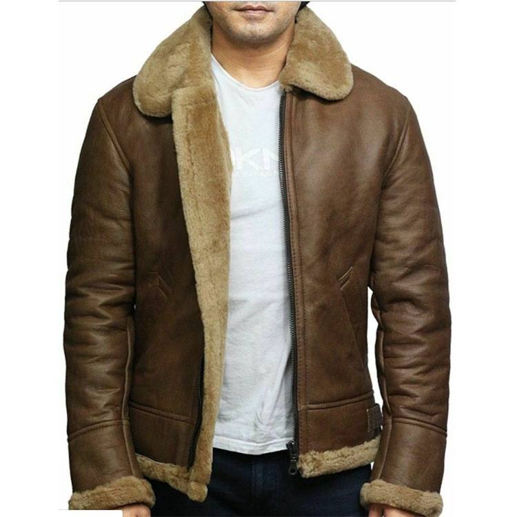 men's leather coat with fur collar