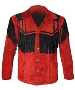 RED AND BLACK COWBOY SUEDE LEATHER JACKET