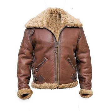 MEN’S FUR AVIATOR BROWN LEATHER JACKET | JACKET WORLD