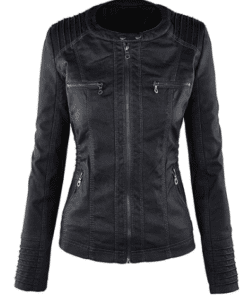 WOMEN’S SLIM FIT BOMBER HOODED LEATHER JACKET