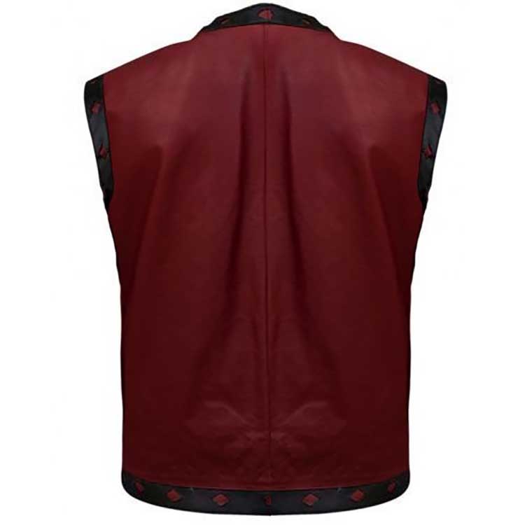 Red Black Biker Real Leather Vest Jacket World - Red Leather Vest Red Black Biker Real Leather Vest Jacket World - Red Leather Vest
